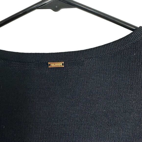St John‎ Sport Womens Pullover Top Size P Wool Rayon Black Embellished Neckline - Picture 4 of 7